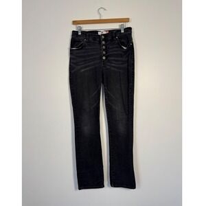 Grunge Cabi Womens Size 6 Straight Leg Jeans Faded Black Button Fly 4149